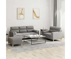 Sofa Sofos komplektas su pagalvėmis, 3 dalių, taupe, audinys