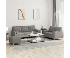 Sofa Sofos komplektas su pagalvėmis, 3 dalių, taupe, audinys