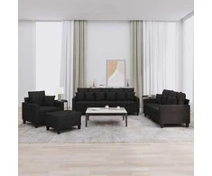 Sofa Sofos komplektas su pagalvėmis, 4 dalių, juodas, audinys