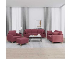 Sofa Sofos komplektas su pagalvėmis, 4 dalių, vyno, audinys