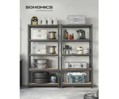 Songmics 2 rūsio lentynų rinkinys 180 cm aukščio pilkos spalvos