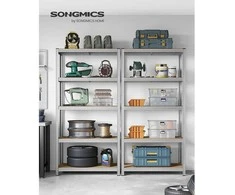Songmics 2 sandėliavimo lentynų rinkinys, 200 x 100 x 50 cm, sidabrinės spalvos