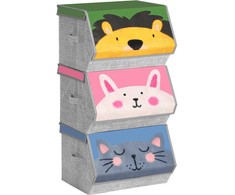 Songmics 3er Set Stoffboxen mit Deckel für Kinder