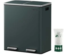 Songmics Atliekų dėžė 60 litrų (2 x 30 L) Pilka