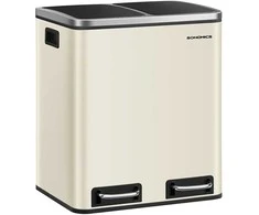 Songmics Atliekų rūšiavimo sistema 3 skyriai 3 x 18 l su dangčiu smėlio smėlio spalvos, rausvai juoda