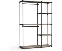 Songmics Atvira drabužių spinta su drabužių lentynomis 43 x 124 x 182 cm Taupe