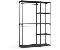 Songmics Atvira drabužių spinta su drabužių lentynomis 43 x 124 x 182 cm juoda