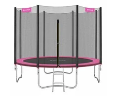 Songmics Batutas Ø 305 cm su apsauginiu tinklu rožinės spalvos