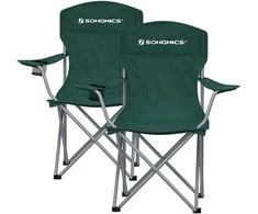 Songmics Campingstuhl 2er Set mit Getränkehalter dunkelgrün