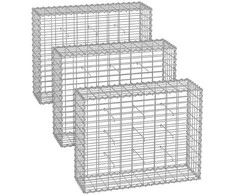 Songmics Gabiono krepšiai 100 x 80 x 30 cm, 3 vnt., sidabriniai