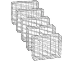 Songmics Gabionų krepšiai 100 x 80 x 30 cm, 5 vnt., sidabriniai