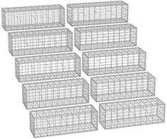 Songmics Gabionų krepšiai su 5 x 10 cm dydžio akutėmis akmenims, 10 vnt.