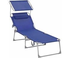 Songmics Gartenliege mit Blende Dunkelblau