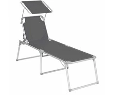 Songmics Gartenliege mit Sonnendach Grau