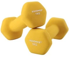 Songmics Hanteliai 2 x 1kg geltonos spalvos