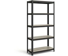 Songmics Reguliuojama stovinti lentyna su 5 lentynomis 40 x 90 x 180 cm Pilkai juoda