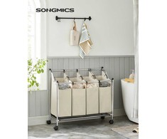 Songmics Skalbinių dėžė 4 x 35 L Smėlio spalvos