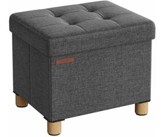 Songmics Sulankstomas suoliukas 32 x 40 x 33,5 cm su daiktadėže tamsiai pilkos spalvos