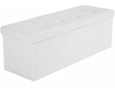 Songmics Suoliukas su atlenkiamu dangčiu 110 cm Baltas