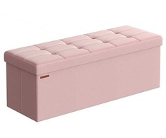 Songmics Taburetė su daiktadėže 38 x 110 x 38 cm pastelinės rožinės spalvos