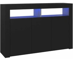 Šoninė spintelė su LED apšvietimu, juoda, 115,5x30x75cm