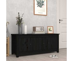 Spintelė batams, juoda, 110x38x45,5cm, pušies medienos masyvas