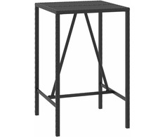 Stalas su stikliniu stalviršiu, juodas, 70x70x110cm, ratanas