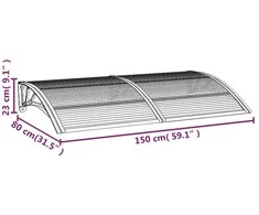 Stogelis durims, juodos spalvos, 150x75cm, polikarbonatas