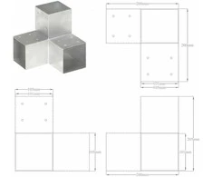 Stulpo sujungimas, 101x101mm, galvanizuotas metalas, Y formos