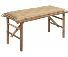 Sulankstomas sodo suoliukas su pagalvėle, 118cm, bambukas