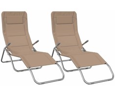 Sulankstomi saulės gultai, 2vnt., taupe, tekstilenas ir plienas