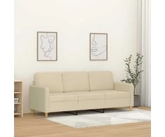 Trivietė sofa, kreminės spalvos, 180cm, audinys