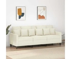 Trivietė sofa, kreminės spalvos, 180cm, aksomas