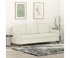Trivietė sofa, kreminės spalvos, 180cm, aksomas