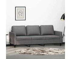 Trivietė sofa, pilkos spalvos, 180cm, dirbtinė oda
