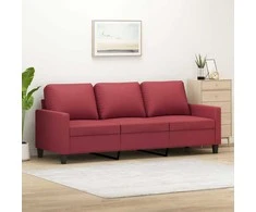 Trivietė sofa, raudonojo vyno spalvos, 180cm, dirbtinė oda