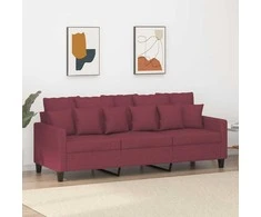 Trivietė sofa, raudonojo vyno spalvos, 180cm, audinys