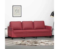 Trivietė sofa, raudonojo vyno spalvos, 180cm, dirbtinė oda