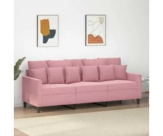 Trivietė sofa, rožinės spalvos, 180cm, aksomas