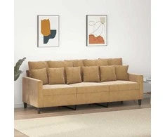 Trivietė sofa, rudos spalvos, 180cm, aksomas