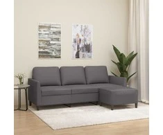 Trivietė sofa su pakoja, pilkos spalvos, 180cm, dirbtinė oda
