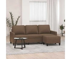 Trivietė sofa su pakoja, rudos spalvos, 180cm, audinys