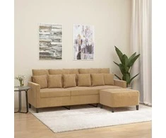 Trivietė sofa su pakoja, rudos spalvos, 180cm, aksomas