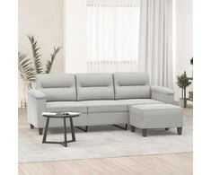 Trivietė sofa su pakoja, šviesiai pilka, 180cm, audinys