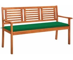 Trivietis sodo suoliukas su pagalve, 150cm, eukalipto masyvas