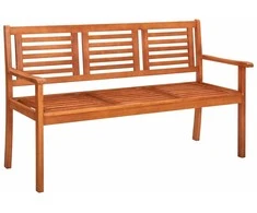 Trivietis sodo suoliukas su pagalve, 150cm, eukalipto masyvas