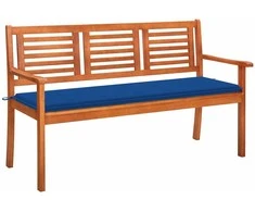 Trivietis sodo suoliukas su pagalve, 150cm, eukalipto masyvas