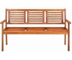 Trivietis sodo suoliukas su pagalve, 150cm, eukalipto masyvas