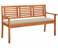 Trivietis sodo suoliukas su pagalve, 150cm, eukalipto masyvas