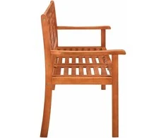 Trivietis sodo suoliukas su pagalve, 150cm, eukalipto masyvas
